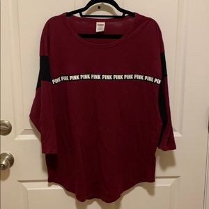 PINK by Victoria’s Secret Logo Burgundy Tee
